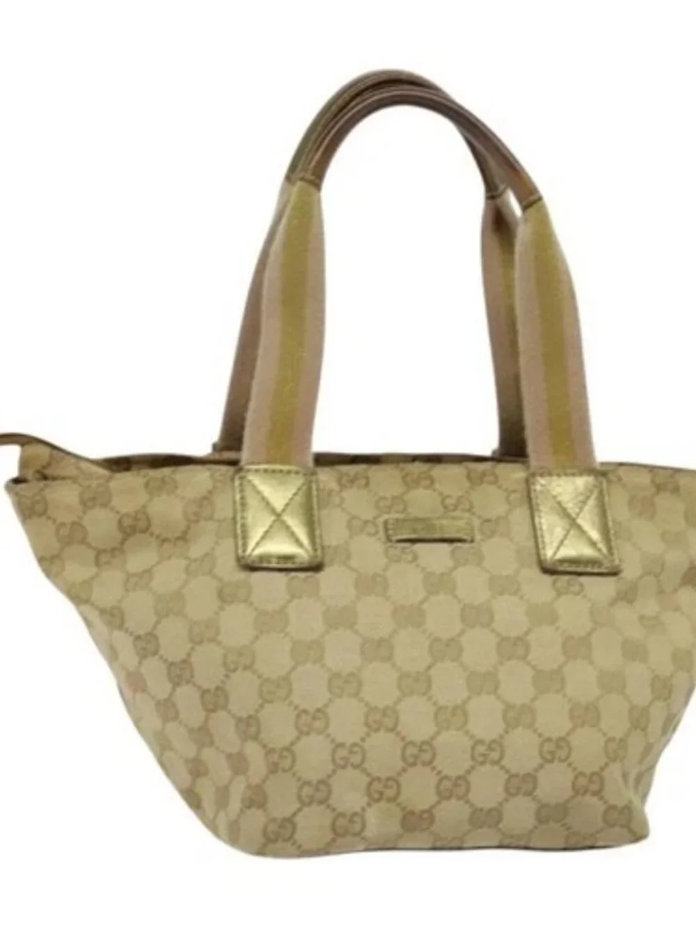 GUCCI GG Canvas Sherry Line Hand Bag Beige Gold pink 131228 Auth ac3698 - Picture 10 of 15